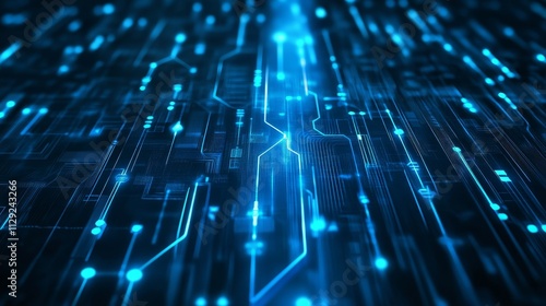 Wallpaper Mural A futuristic digital background with glowing blue lines and circuits. Torontodigital.ca