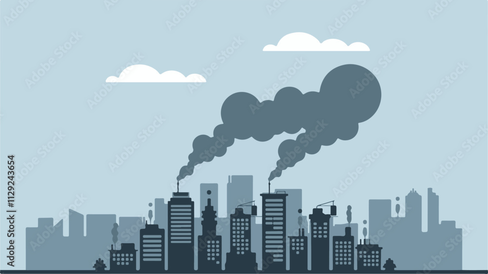 Fototapeta premium Minimalist Air Pollution City Skyline