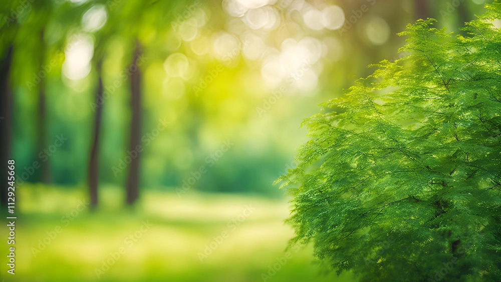 Fototapeta premium A dreamy depiction of a green garden in a bokeh style