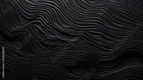 Abstract Black Wavy Textured Surface Design