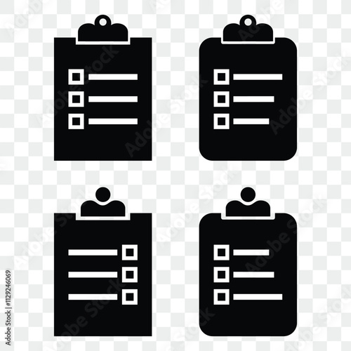 Clipboard, checklist, report, survey or agreement editable stroke outline icons set isolated on white background flat vector illustration. 