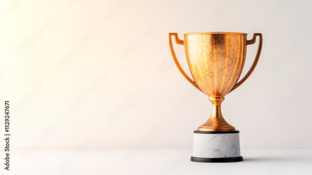 Golden Trophy on Marble Base: Award, prize, winner, success, achievement, victory, competition, championship, celebration, accomplishment, first place, recognition, prestige, excellence, triumph. Golden Trophy on Marble Base: Award, prize, winner, success, achievement, victory, competition, championship, celebration, accomplishment, first place, recognition, prestige, excellence, triumph.