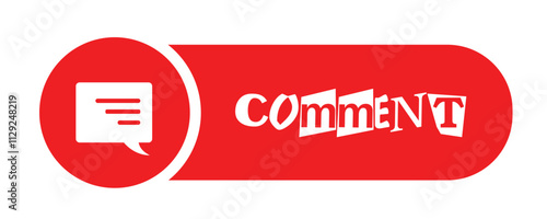 A simple red and white comment button icon vector illustration provides clear functionality across digital platforms and interfaces.