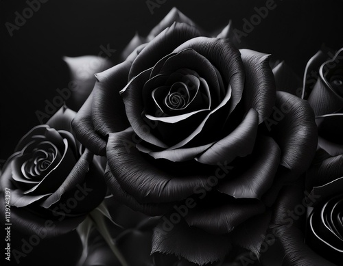 Czarne róże na czarnym tle