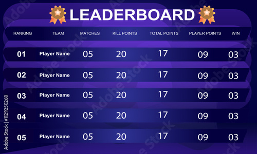 game leaderboard with abstract background vector template