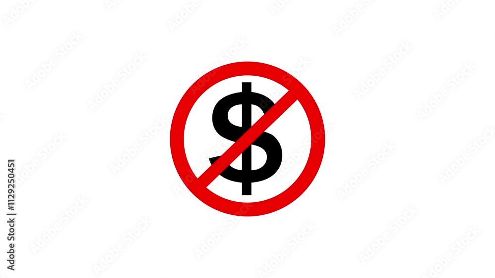 Dollar payment or resive prohibition animation . dollar icon prohibition symbol showing animation with white background. Dollar payment or resive prohibition animation . dollar icon prohibition symbol showing animation with white background.