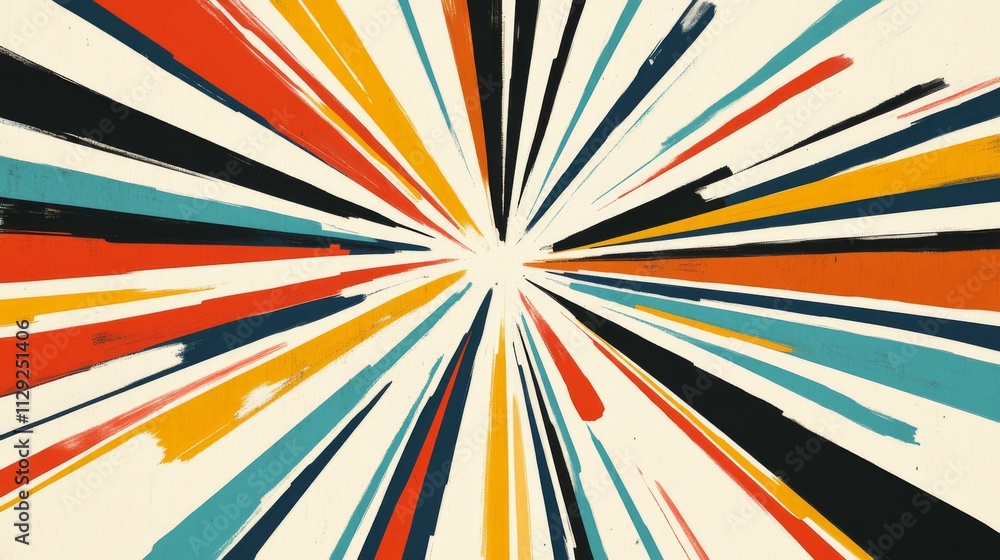 Abstract Burst of Color Radiating from Center Point on Canvas Abstract Burst of Color Radiating from Center Point on Canvas