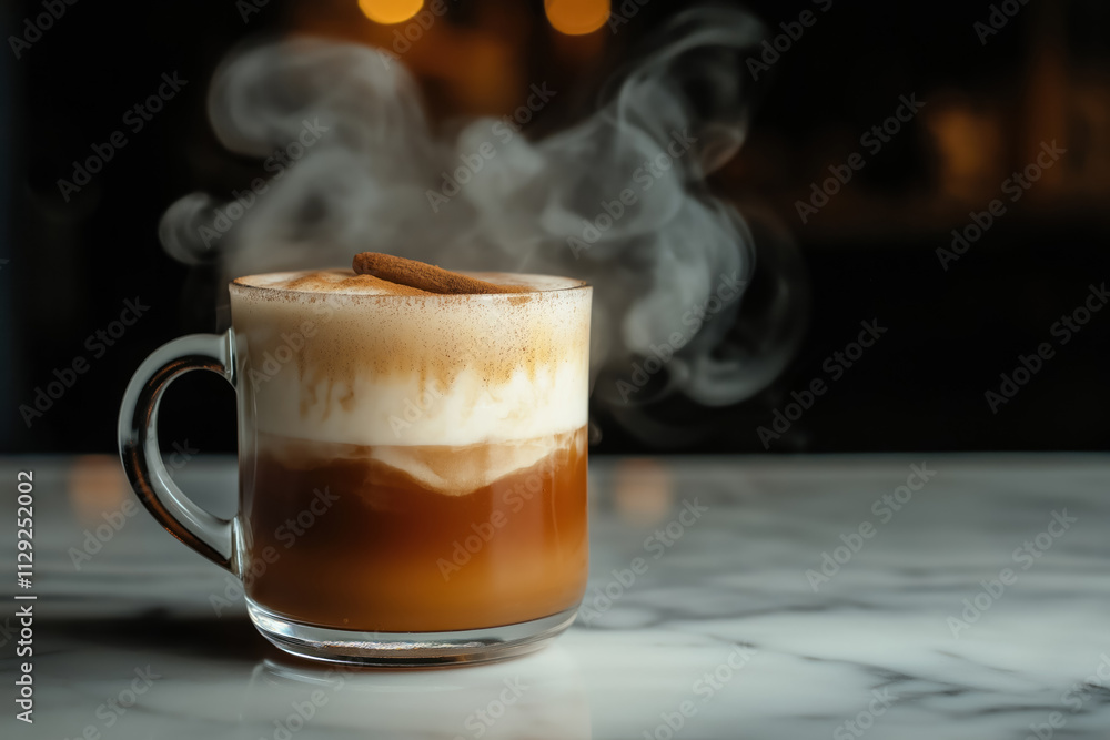 buttered rum served in a clear mug with steam rising, perfect for cozy winter evenings, holiday drinks, and seasonal beverage themes buttered rum served in a clear mug with steam rising, perfect for cozy winter evenings, holiday drinks, and seasonal beverage themes