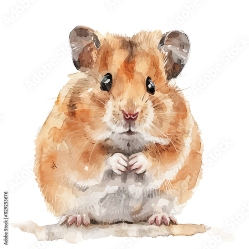 A watercolor painting of a hamster, isolated on a white background. Hamster vector.