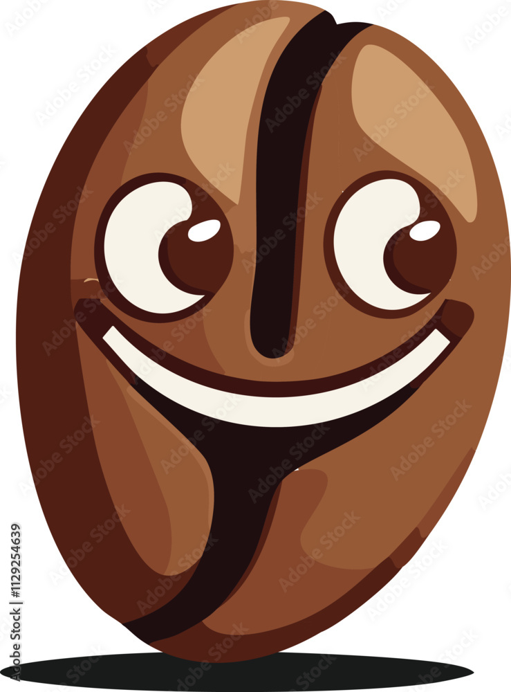 Coffee bean Cartoon character. Beans emoji cafe. Vector illustration Coffee bean Cartoon character. Beans emoji cafe. Vector illustration