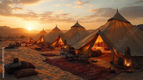 Luxury Desert Camping at Sunset