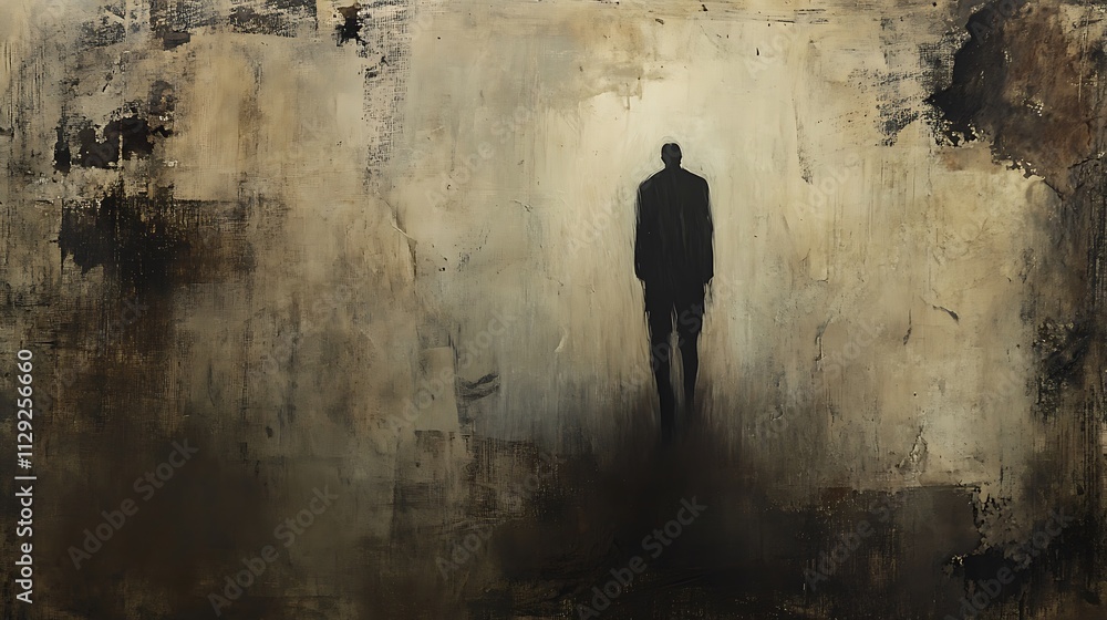 Solitary Figure In A Textured Abstract Landscape Solitary Figure In A Textured Abstract Landscape