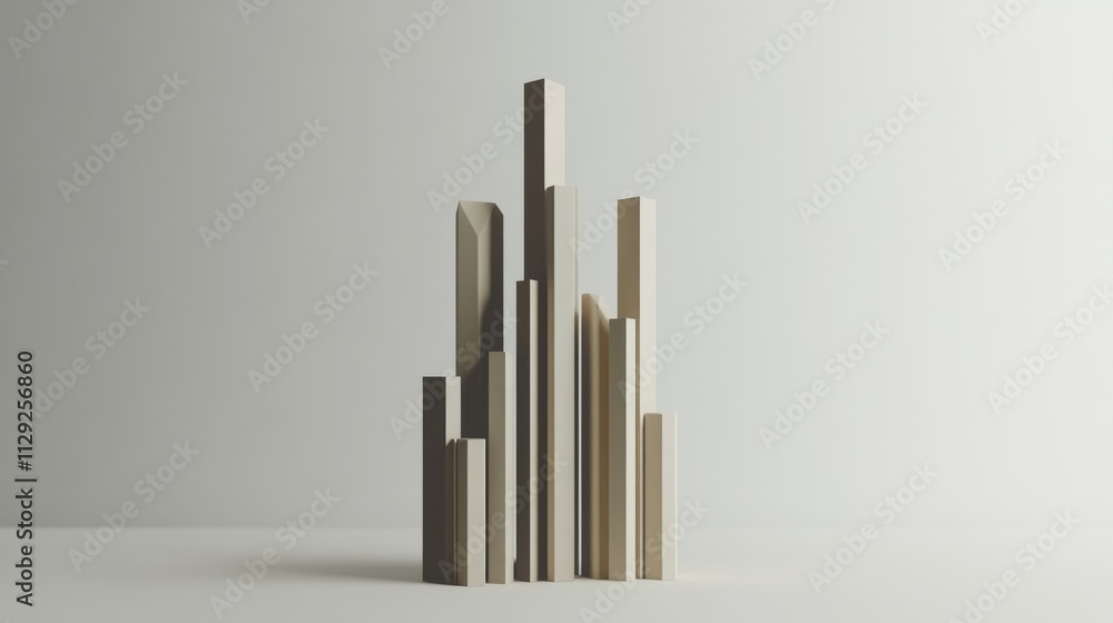 Obraz premium Abstract Wooden Blocks Arrangement on Minimalist Background