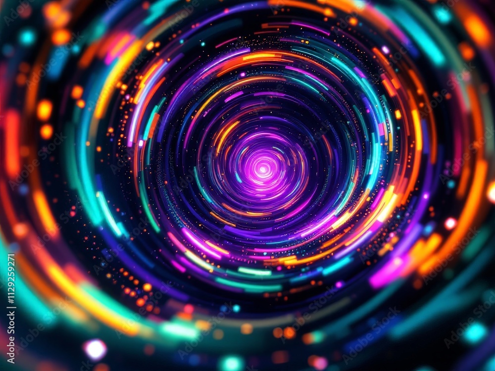 Vivid patterns of light swirl into a vibrant vortex, creating an enchanting cosmic experience that captivates the viewer Vivid patterns of light swirl into a vibrant vortex, creating an enchanting cosmic experience that captivates the viewer