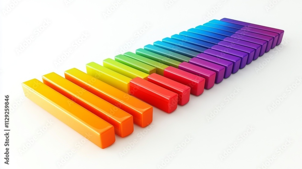 Colorful Gradient Blocks in Sunlight on White Background Colorful Gradient Blocks in Sunlight on White Background