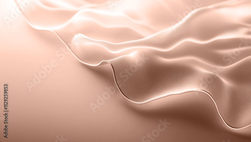 Abstract background of silk satin fabric cloth waves lines in warm mocha mousse color, trendy modern hue shade tone