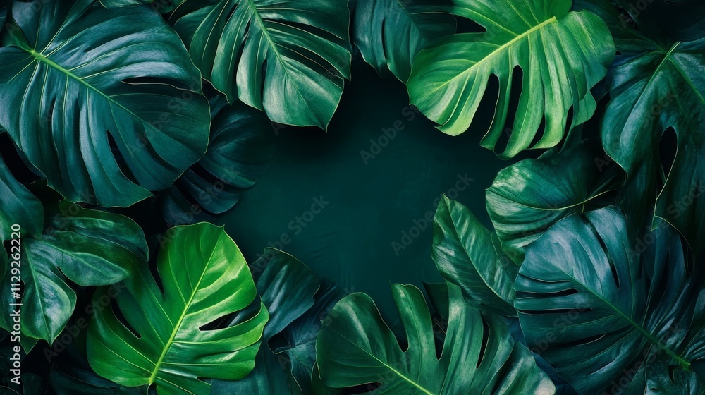 custom made wallpaper toronto digitalA close-up of lush green tropical leaves arranged artistically.