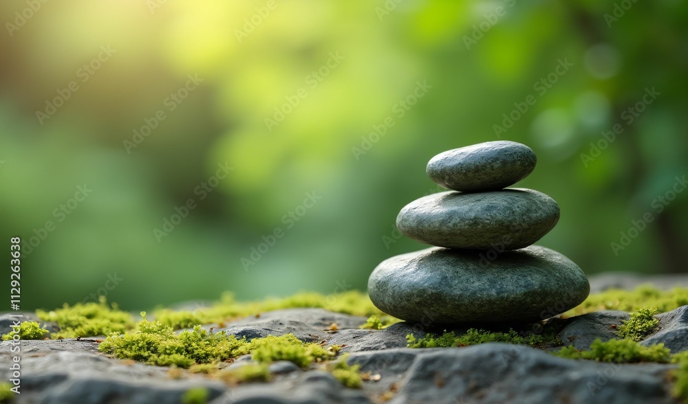 Serene Stacked Stones: Tranquil Nature Scene Serene Stacked Stones: Tranquil Nature Scene