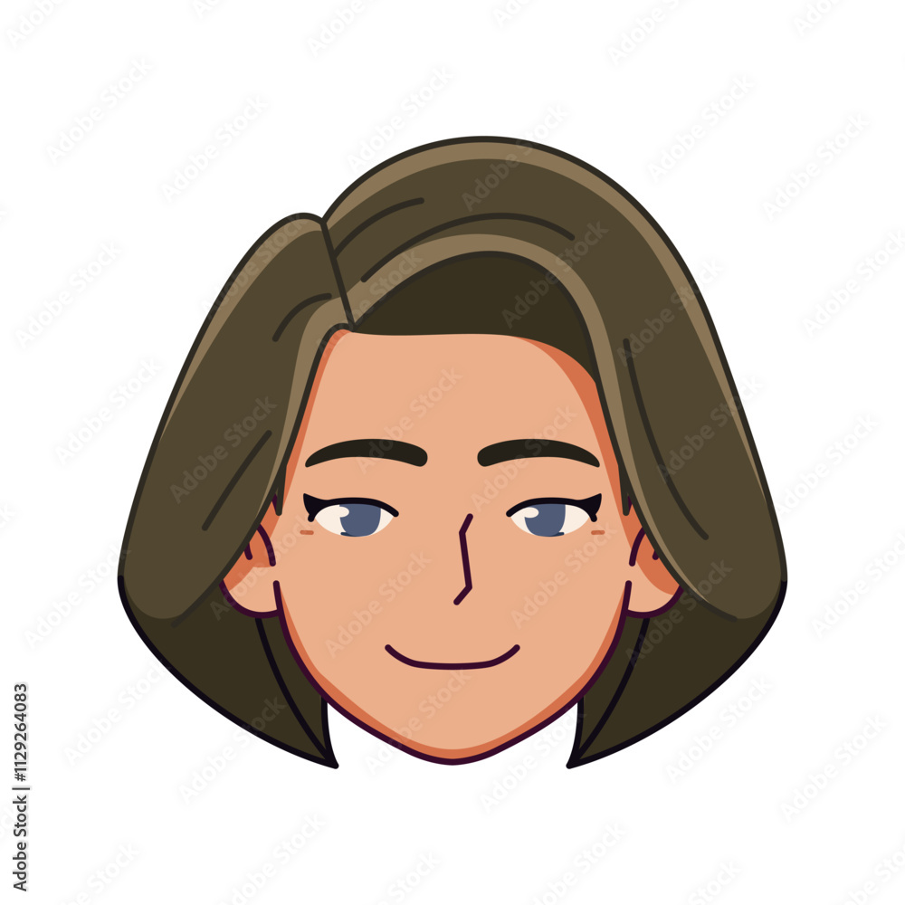Vector Young Smiling Woman Avatar Cartoon Illustration Isolated Vector Young Smiling Woman Avatar Cartoon Illustration Isolated
