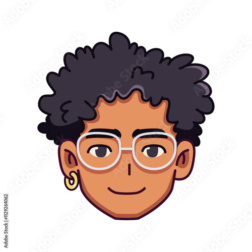 Vector Young Smiling Black Woman Avatar Cartoon Illustration Isolated