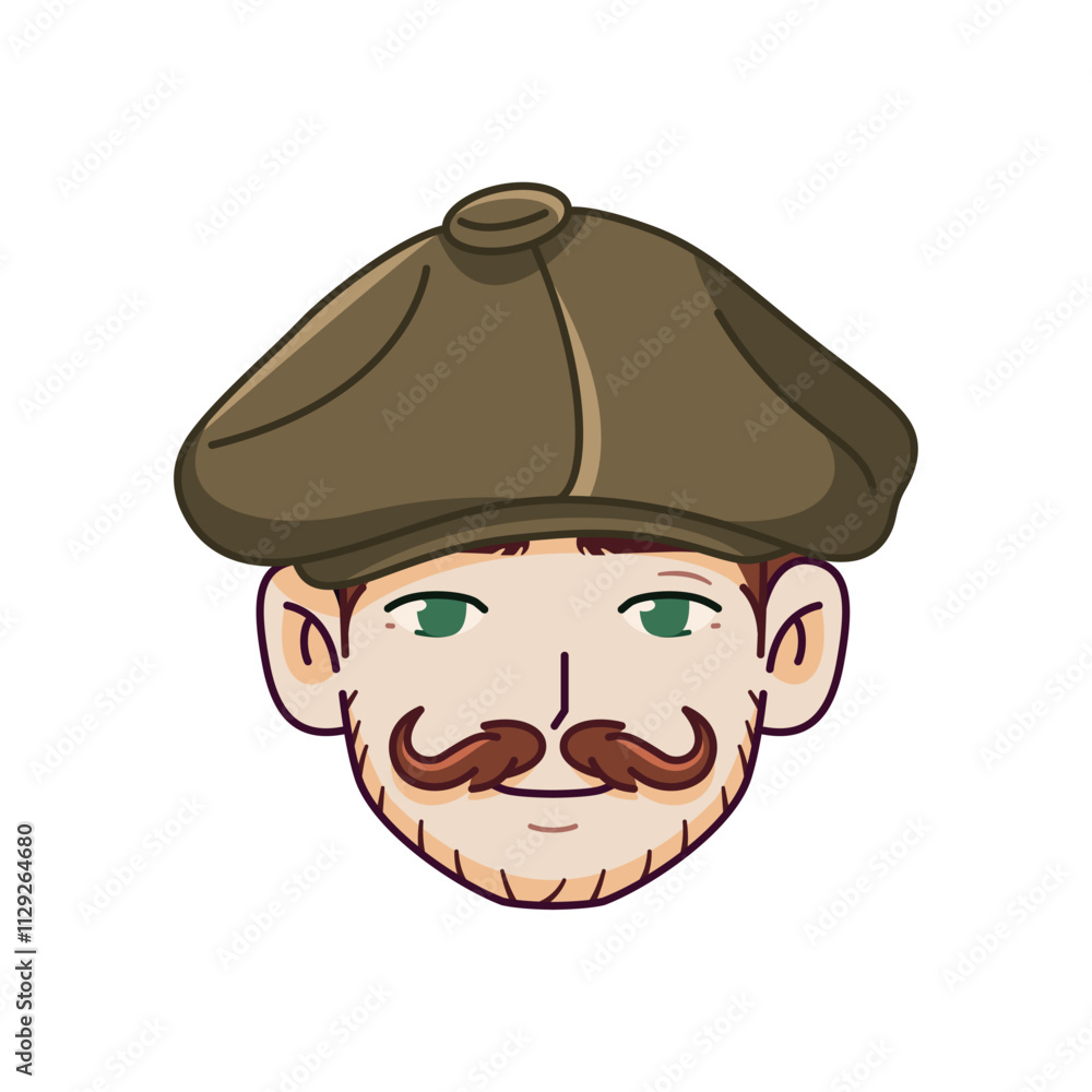 Vector Young Smiling Man Avatar Beret Cartoon Illustration Isolated Vector Young Smiling Man Avatar Beret Cartoon Illustration Isolated