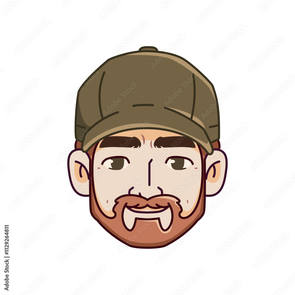 Vector Young Smiling Man Avatar Cap Cartoon Illustration Isolated Vector Young Smiling Man Avatar Cap Cartoon Illustration Isolated