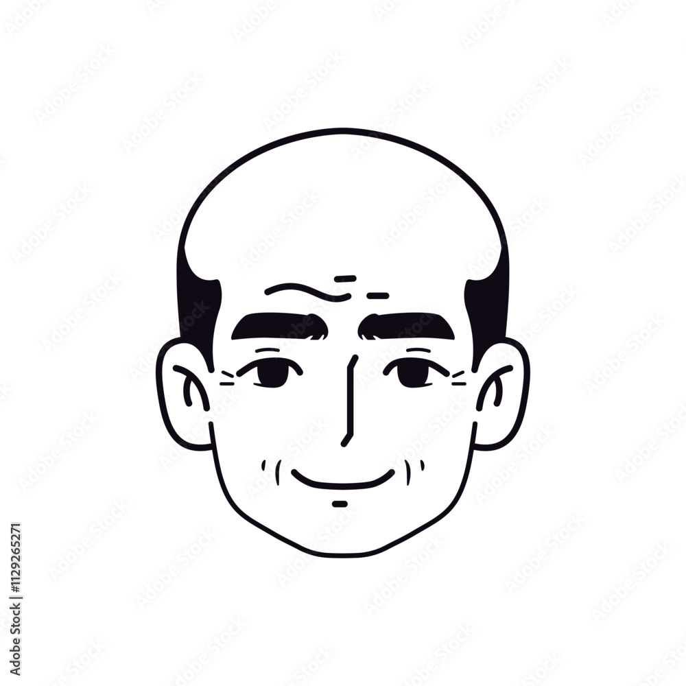 Vector Old Smiling Man Avatar Cartoon Illustration Isolated Vector Old Smiling Man Avatar Cartoon Illustration Isolated