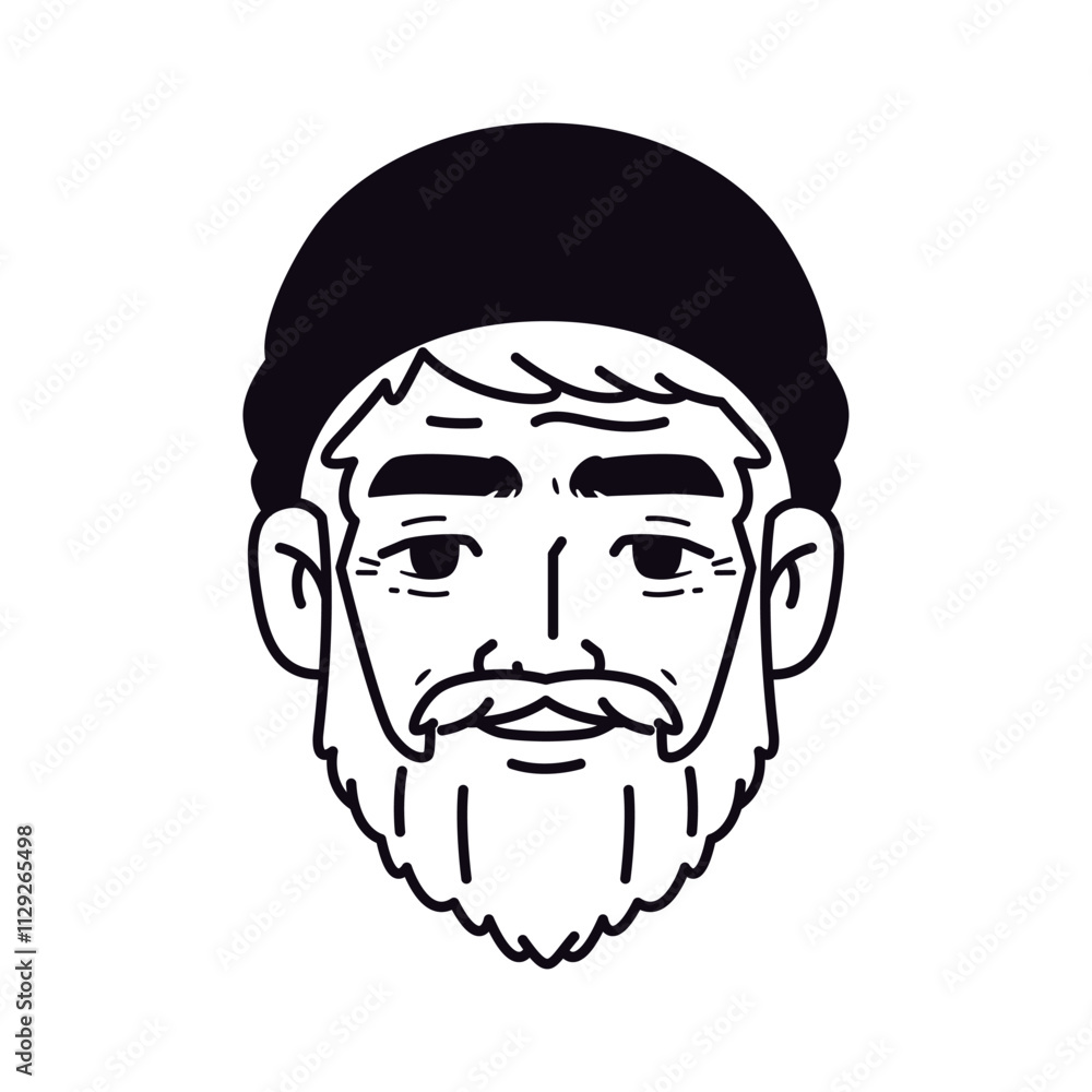 Vector Old Smiling Man Avatar Hat Cartoon Illustration Isolated Vector Old Smiling Man Avatar Hat Cartoon Illustration Isolated