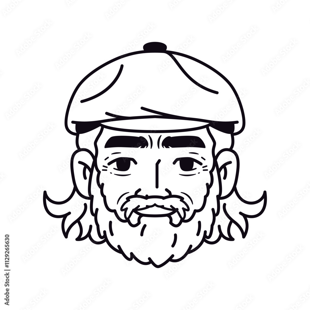 Vector Old Smiling Man Avatar Hat Cartoon Illustration Isolated Vector Old Smiling Man Avatar Hat Cartoon Illustration Isolated