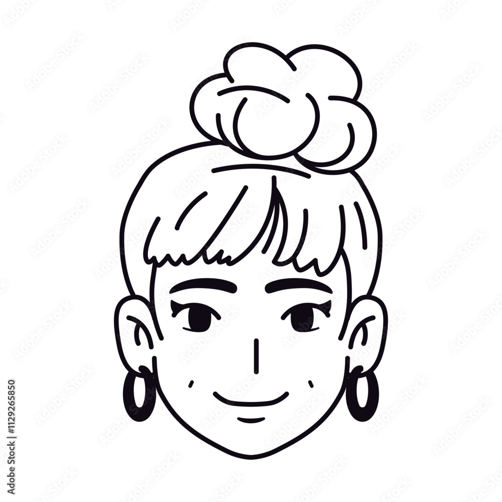 Obraz premium Vector Young Smiling Black Woman Avatar Cartoon Illustration Isolated