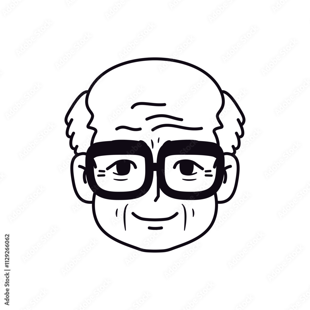 Vector Old Smiling Black Man Avatar Glasses Cartoon Illustration Isolated Vector Old Smiling Black Man Avatar Glasses Cartoon Illustration Isolated