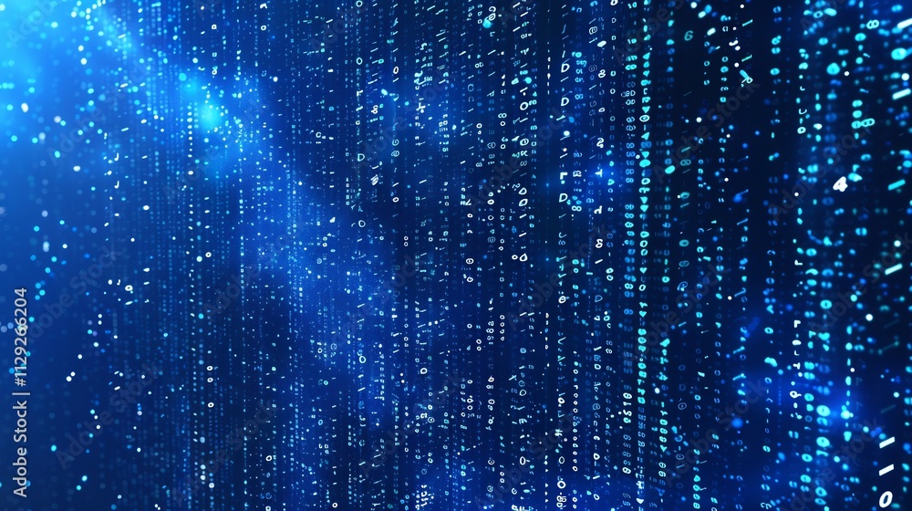 Abstract Digital Data Stream: Blue Matrix Code Background Abstract Digital Data Stream: Blue Matrix Code Background