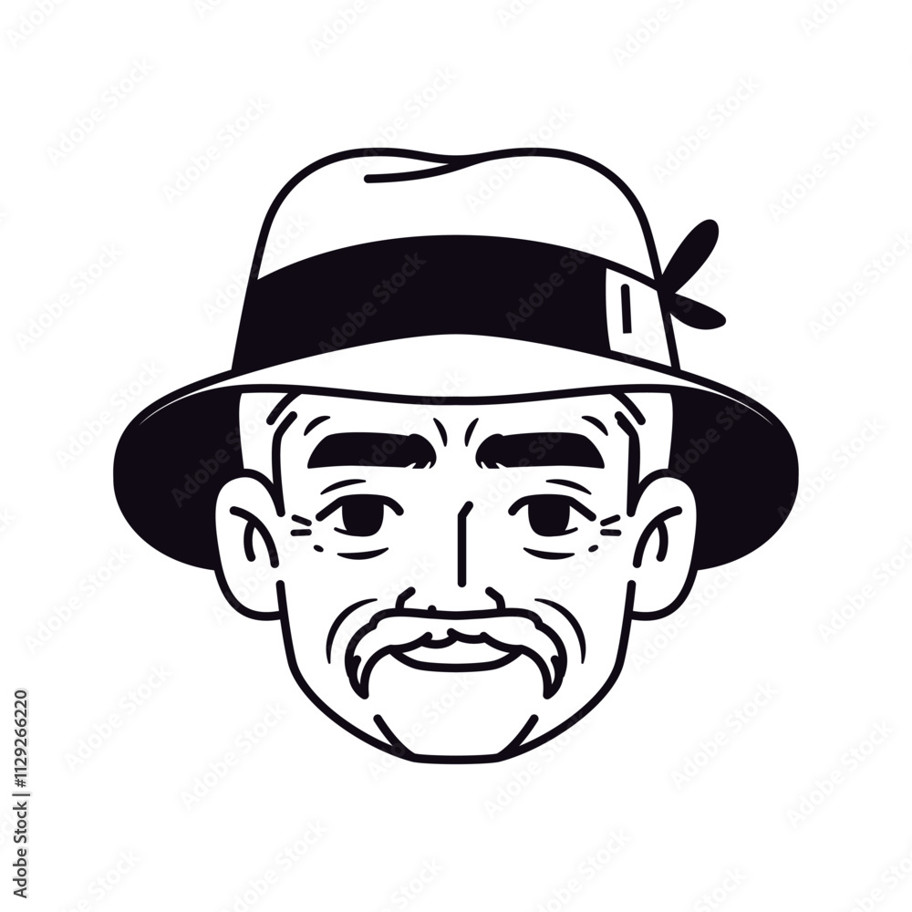 Vector Old Smiling Black Man Avatar Hat Cartoon Illustration Isolated Vector Old Smiling Black Man Avatar Hat Cartoon Illustration Isolated