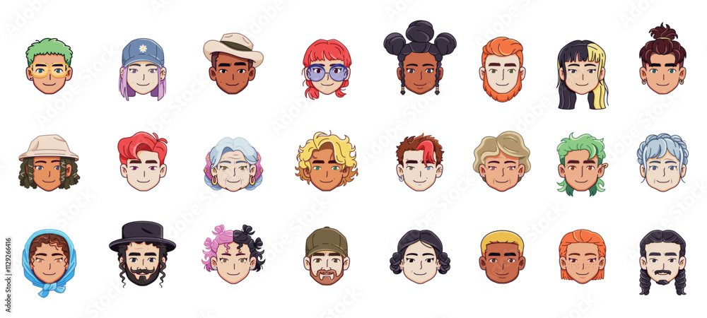 Obraz premium Vector Different People Avatar Cartoon Icons Set Illustration Isolated