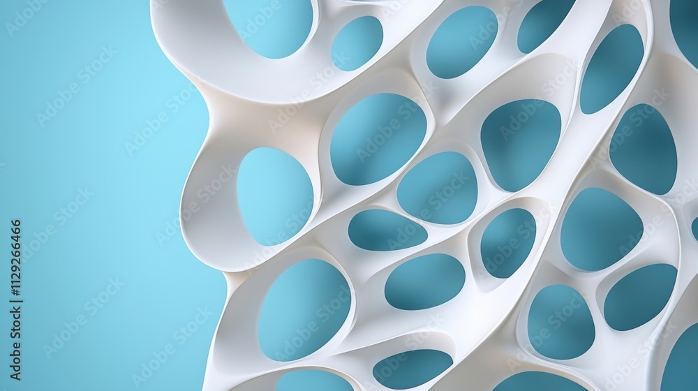 Abstract Design Featuring White Organic Shapes on a Soft Blue Background, Illustrating Modern Artistry and Creative Architectural Elements Abstract Design Featuring White Organic Shapes on a Soft Blue Background, Illustrating Modern Artistry and Creative Architectural Elements