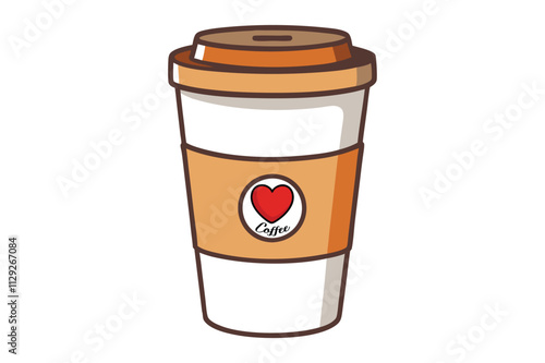 Disposable coffee cup with love icon vector illustration