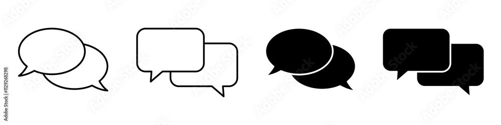 Chat icon. Blank speech bubble icon. Dialogue balloon icon. Comment sign. Chat icon. Blank speech bubble icon. Dialogue balloon icon. Comment sign.