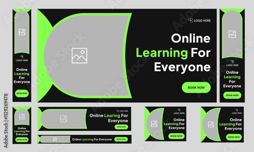 Everyday learning web bundle banner design for social media post, education web set banner design, fully editable vector eps 10 file format