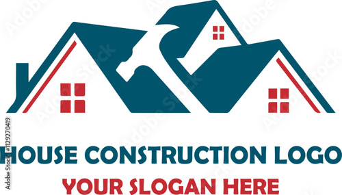 A house construction logo symbolizes strength and reliability, featuring tools, roofs, and bold, sturdy designs.