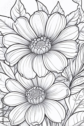 Beautiful flower coloring page for kids and adults 