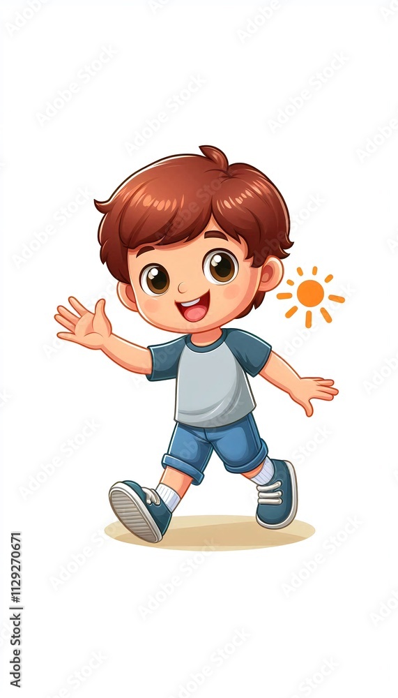Kid with happy smile greet and waving hand Kid with happy smile greet and waving hand