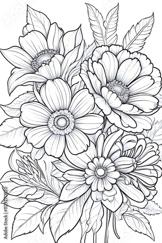 Wallpaper Mural Beautiful flower coloring page for kids and adults  Torontodigital.ca