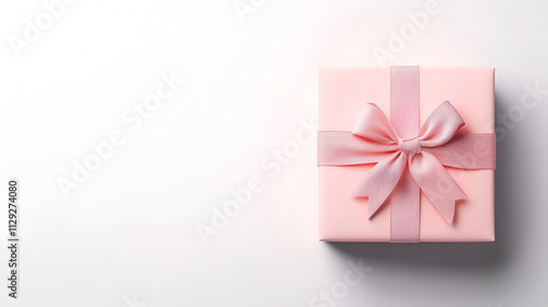 Pink gift box on white background