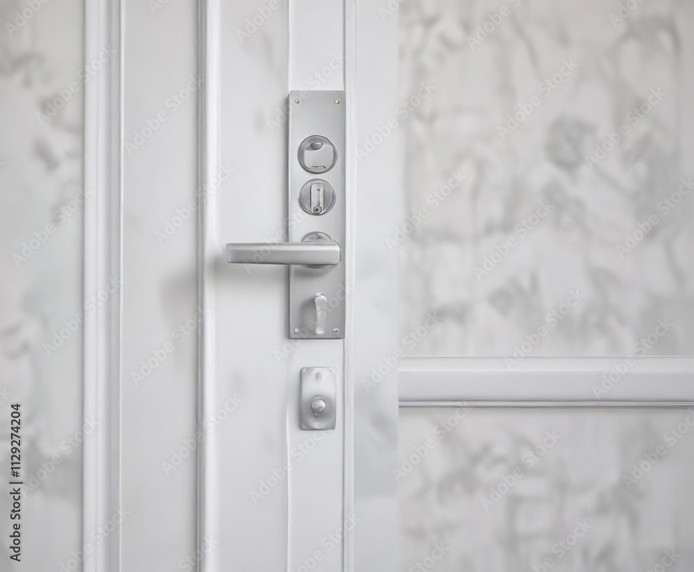 Minimalist white door handle in a contemporary home, house, entrance, stylish, minimalist, simple Minimalist white door handle in a contemporary home, house, entrance, stylish, minimalist, simple