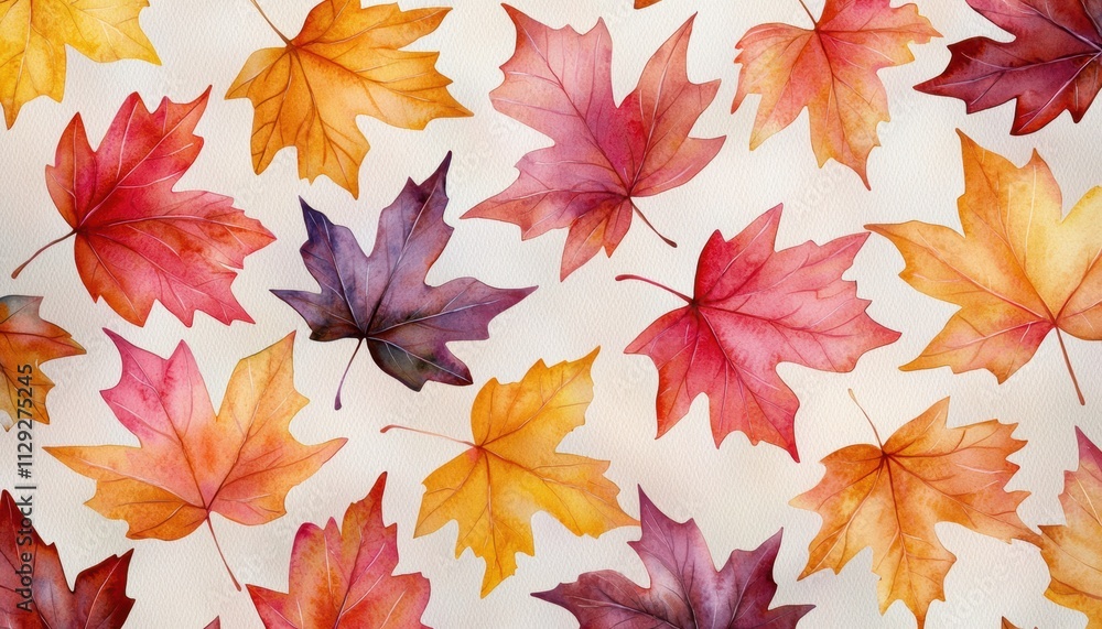 Watercolor autumn leaves in warm tones scattered on a light background delicate and natural pattern for seasonal designs Watercolor autumn leaves in warm tones scattered on a light background delicate and natural pattern for seasonal designs