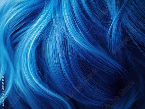 Blue-haired person close-up
