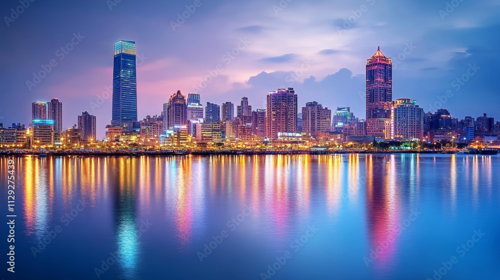 Fototapeta premium city skyline at dusk