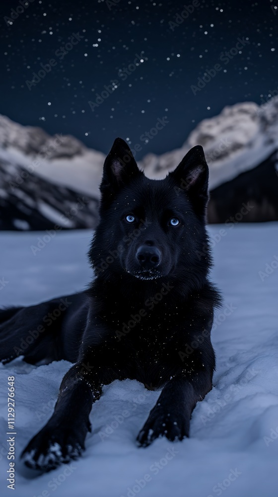 Naklejka premium wolf in the snow, looking into the distance