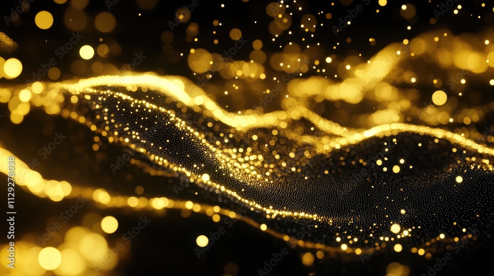 Abstract Golden Wave Background with Particles Abstract Golden Wave Background with Particles
