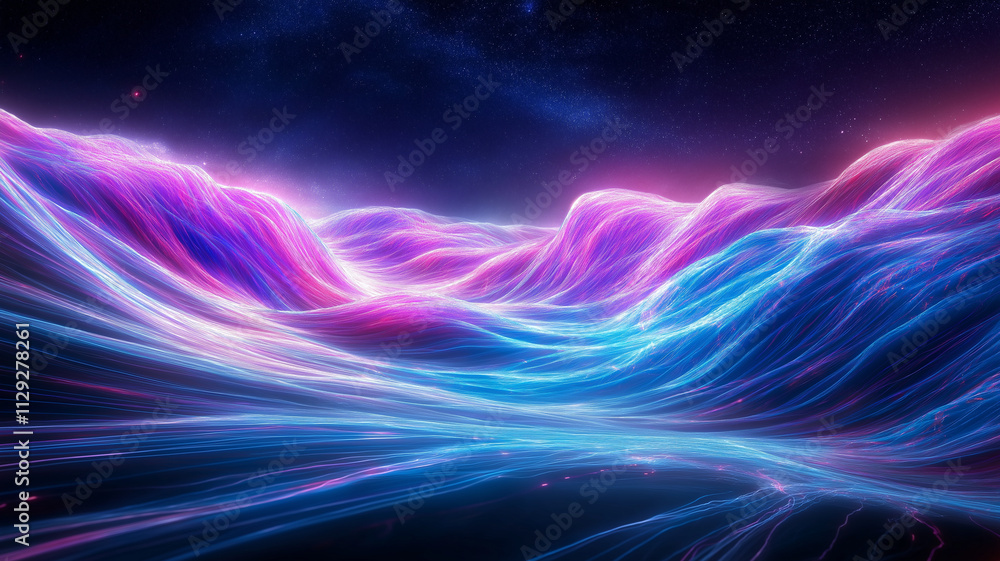 Obraz premium vibrant digital landscape with flowing waves of color